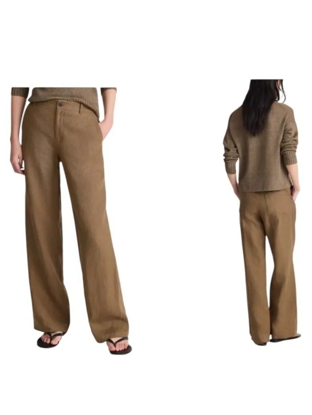 NWT Madewell Zoe Relaxed Straight Pant Linen Safari Khaki Brown Size 4